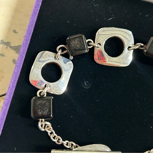 RARE Tiffany Elsa Peretti signed Black Onyx Square Cushion bracelet Sterling - Picture 4 of 10